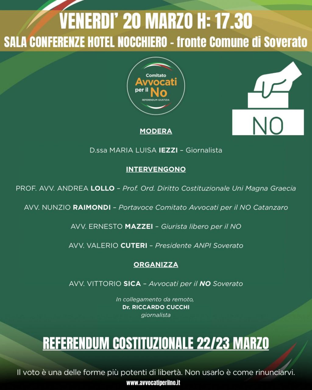 incontro referendum costituzionale Soverato 20 marzo